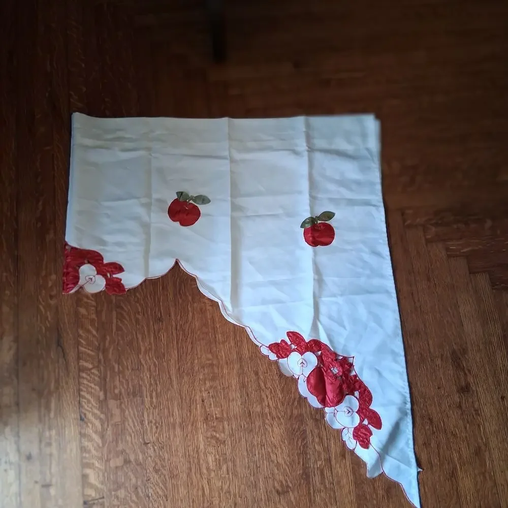 Vintage apple curtain valances 3 piece red white
